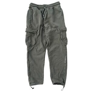 YoungLA Rambo Joggers Mens Medium Green Cargo Sweatpants 414 Heavy Fleece Pants